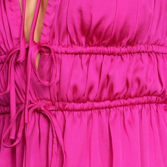 Free People Meant To Be Magenta Satin Tie-Front Mini Slip Dress ✨ Size XS - Picture 12 of 13